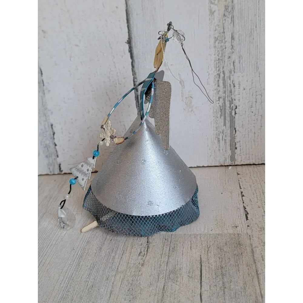 Vintage blue angel snowflake‎ ornament Xmas glitter